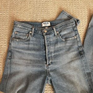 Agolde Men's Faded Light Blue Straight Jeans